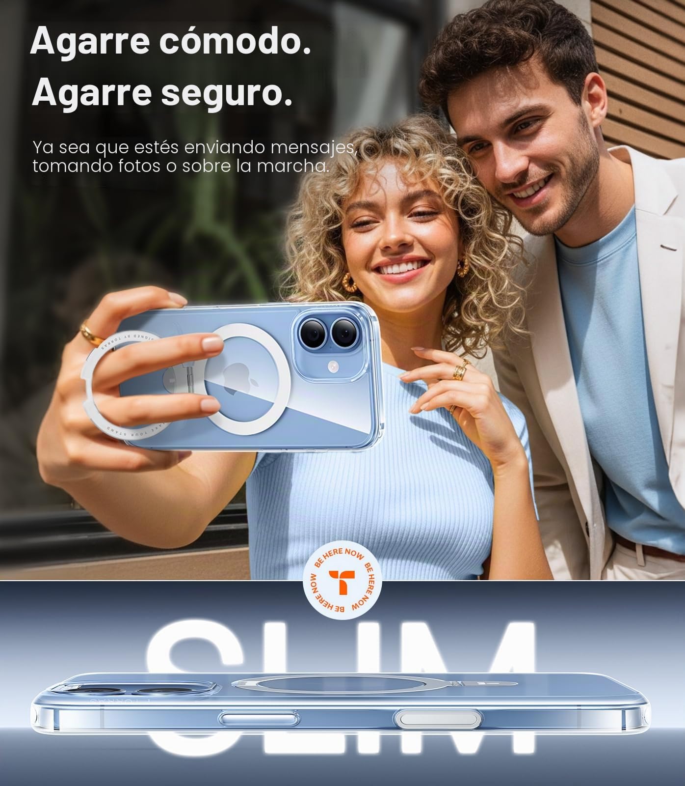 TORRAS Ostand Q1 para iPhone 17 - Funda con soporte de anillo, protección contra caídas de 3,7 m (12 pies), compatible con MagSafe para iPhone 17 - Transparente