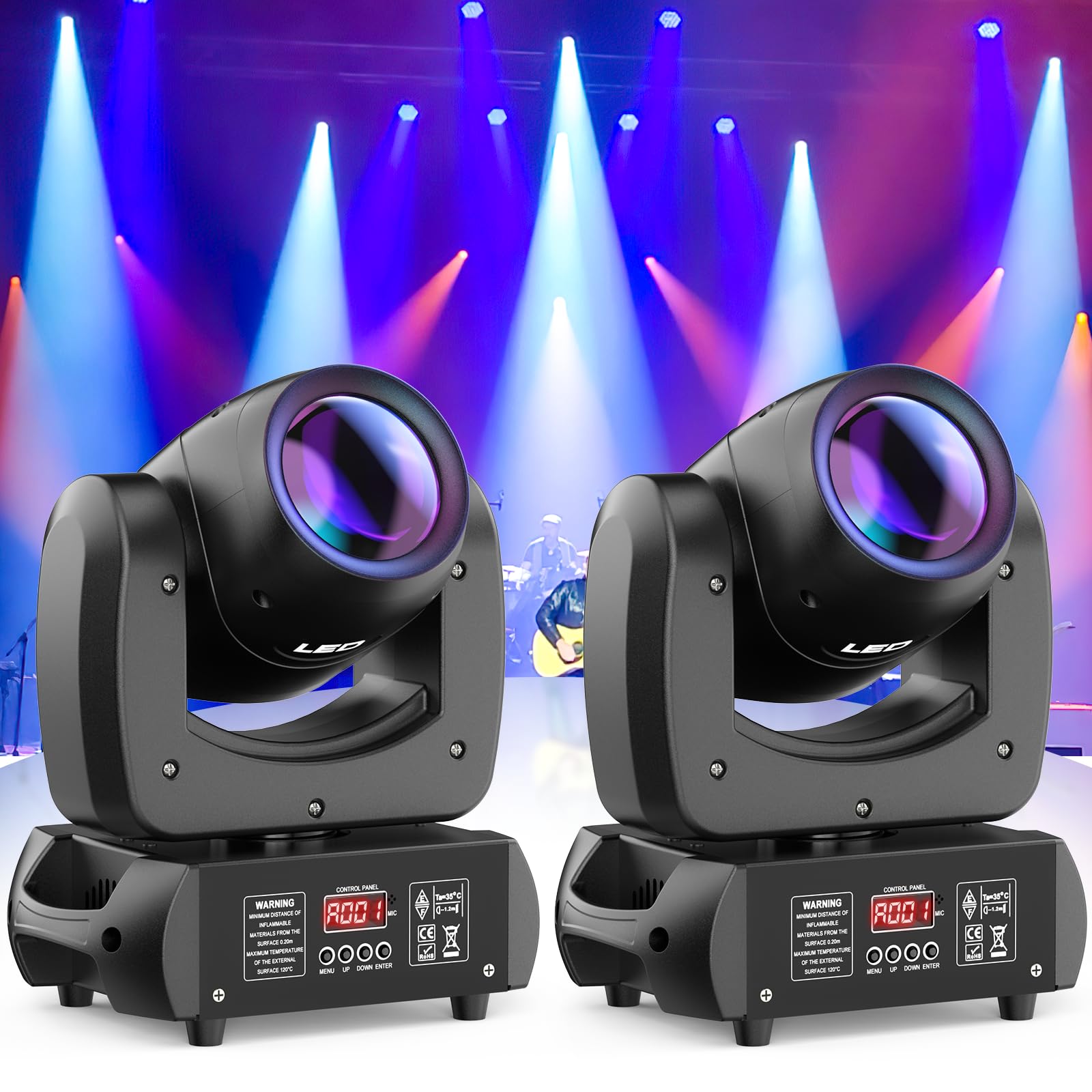 2er Set 100W Moving Head LED Beam 18 Prisma DMX512 Disco Party Licht mit Flightcase Transportkoffer Transportboxen Tragbarer