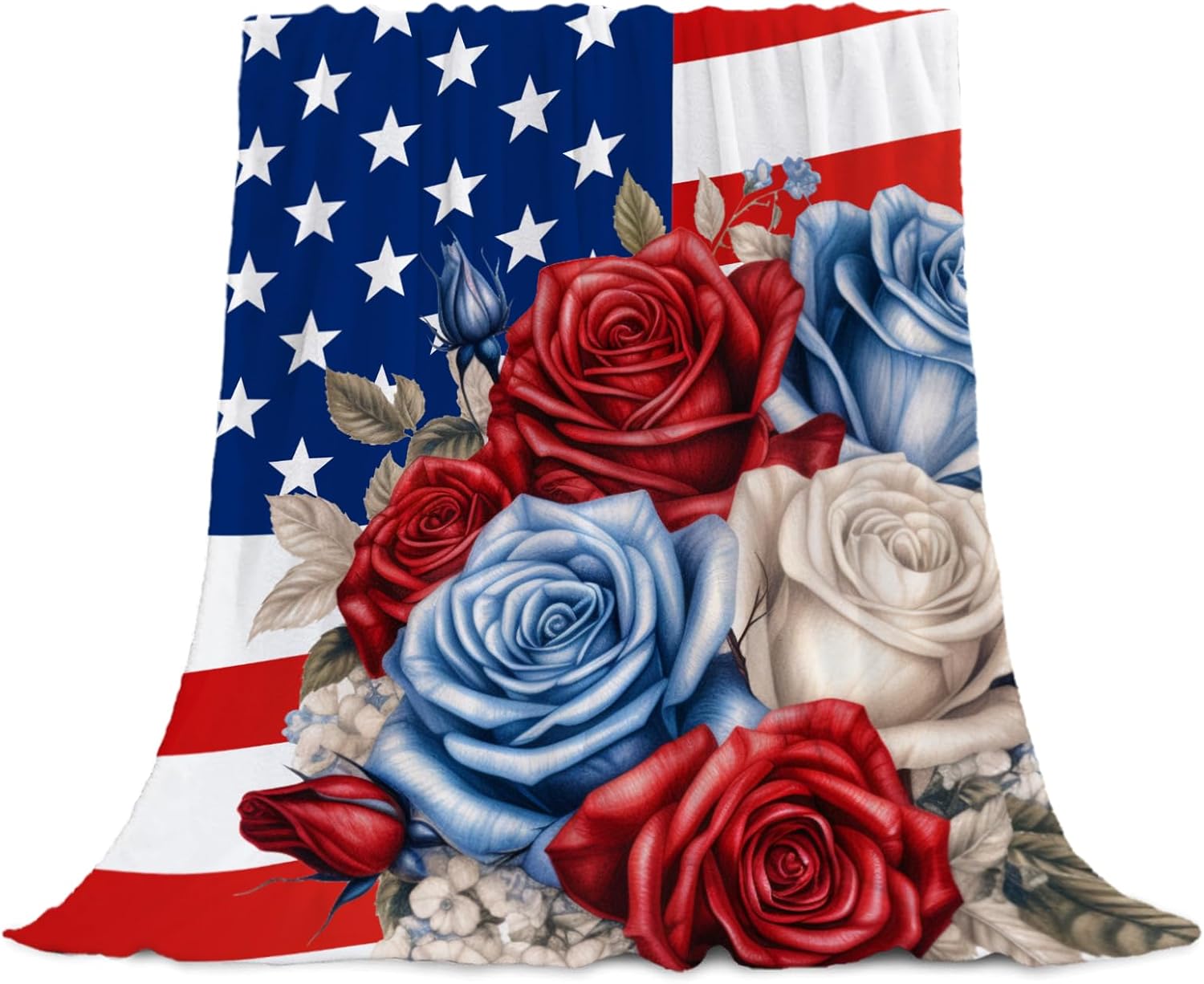 YeeJu American Flag Throw Blanket Queen Size Patriotic 4th of July Memorial Day Fourth of July Blanket Bed Soft Fleece Blankets Big Large Stars and Stripes Red White Blue Veteran Blanket 90x90