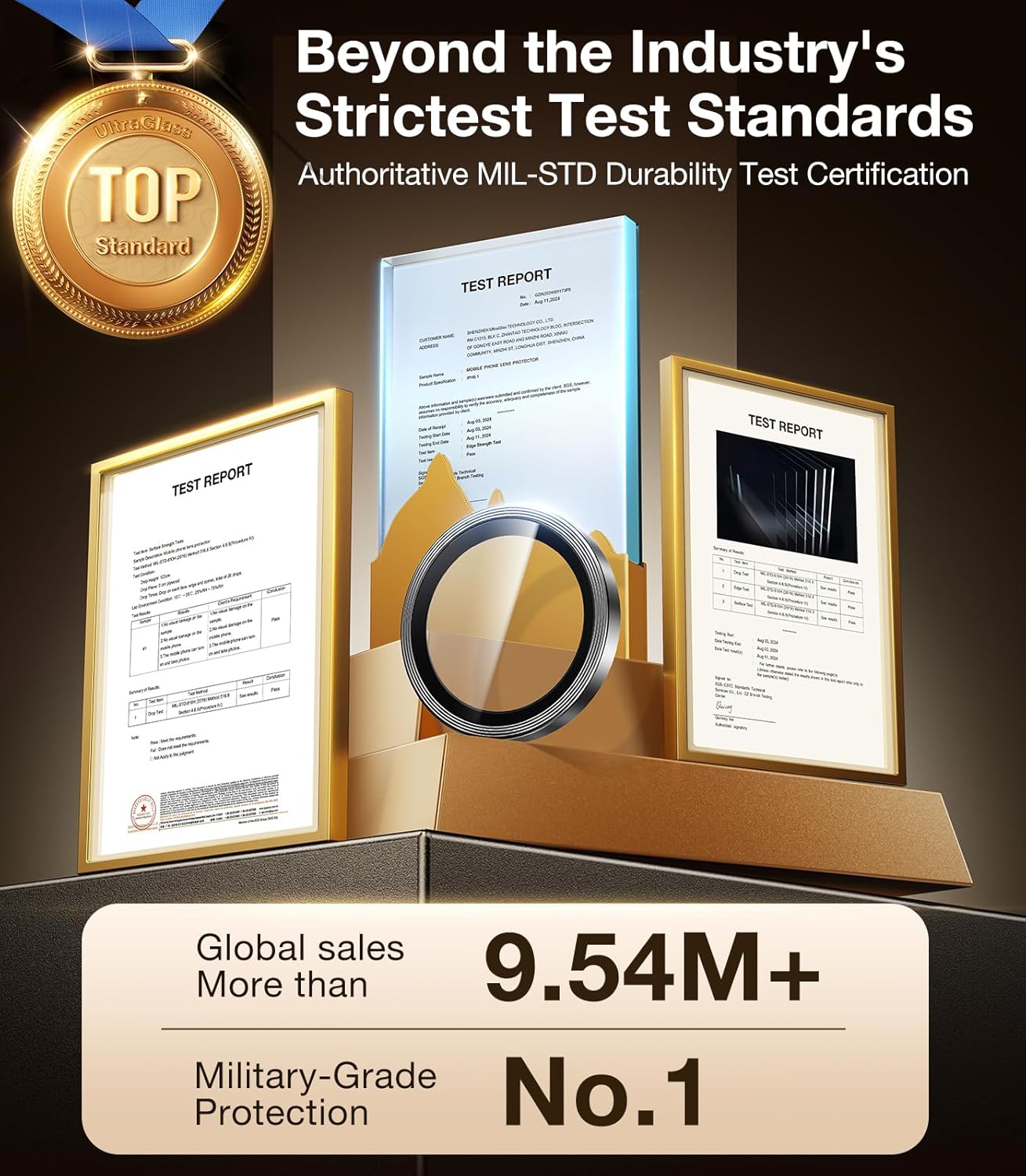 UltraGlass for iPhone 16 Pro Max/16 Pro Camera Lens Protector [NO.1 Military Grade Shatterproof] iPhone 16 Pro Max Camera Protector, 16 Pro Lens Cover [Longest Durable] Easy Install, Black Titanium - Image 2