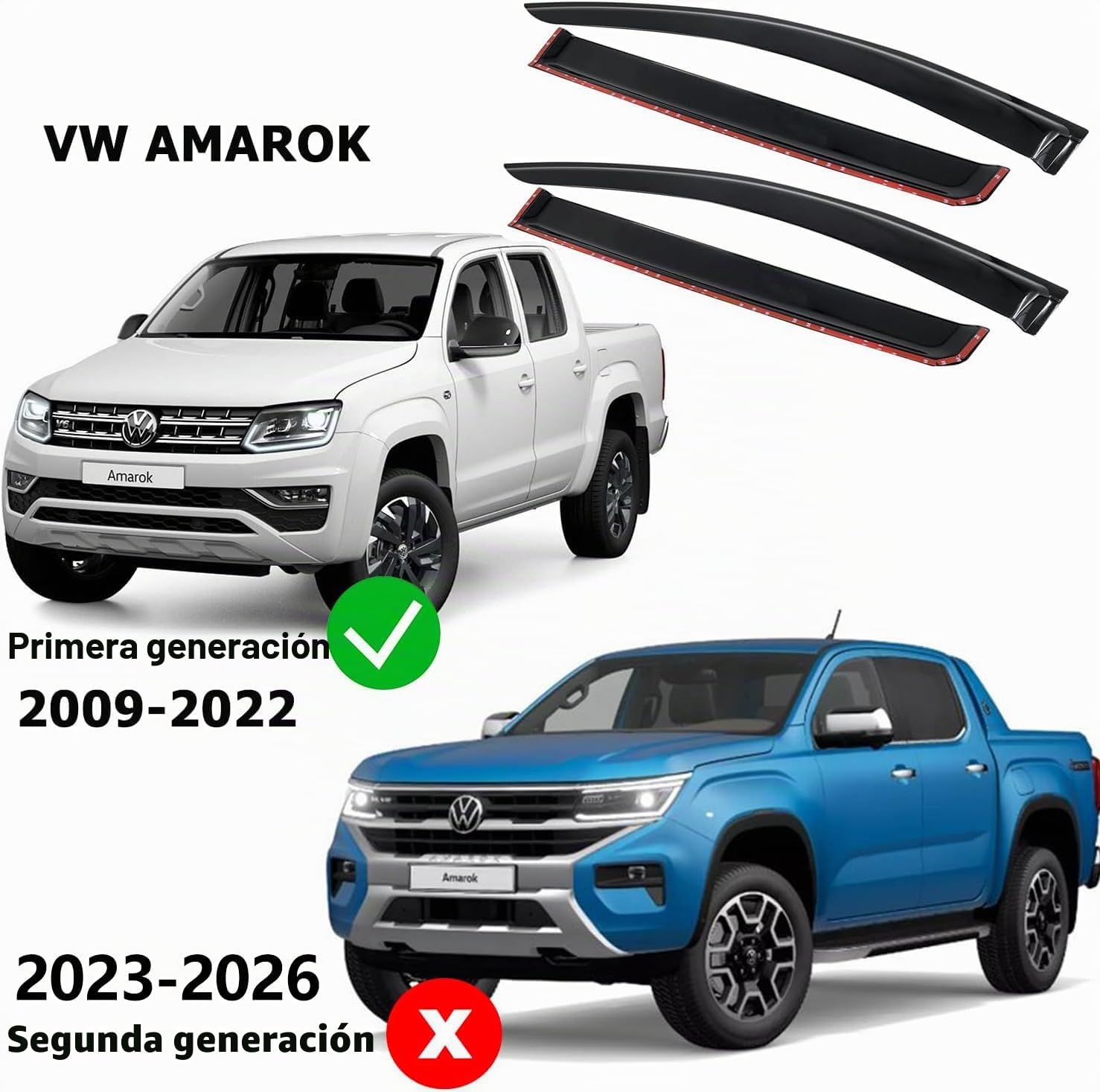 Deflectores de Aire Deflector de Viento para Volkswagen VW Amarok 2009-2022 V6 Derivabrisas Aventura Trendline Startline Highline Doble Cabina Deflector de Lluvia (Amarok 2009-2022)