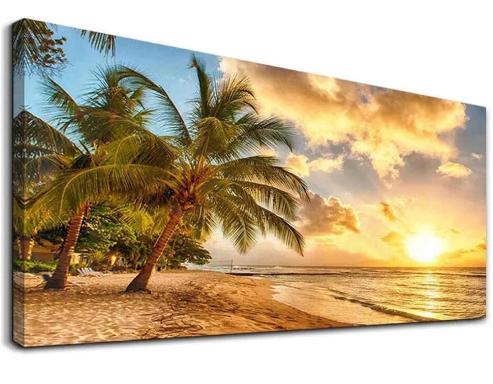 5D DIY Diamond Art Painting Kit,Diamond Painting Kit Completo,Diy Pittura Diamante,Fai Da Te Ricamo Strass Punto Croce Diamante Kit Disegno,Craft Arts home Wall Decor（tramonto sulla palma 60x120cm）