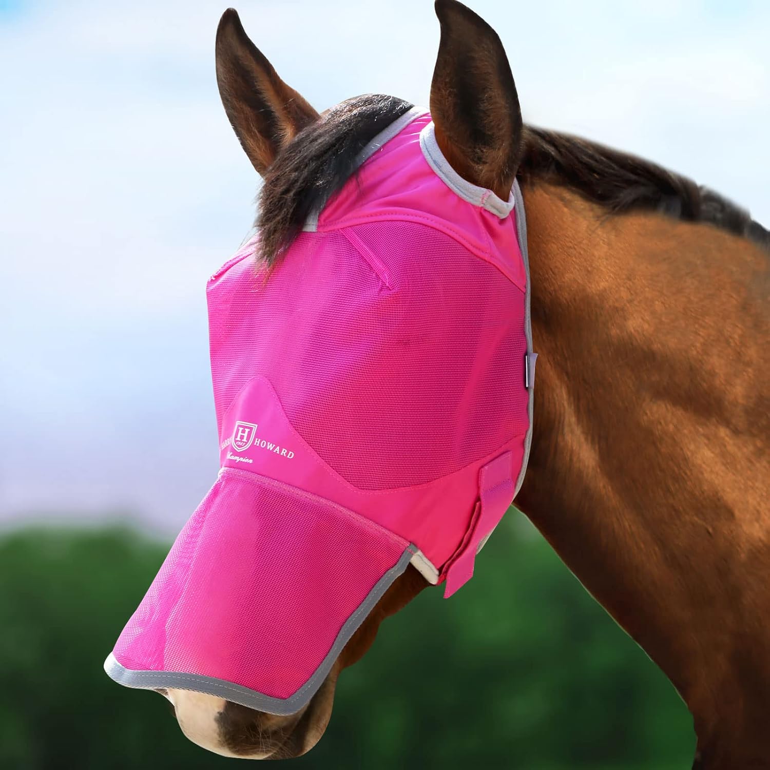 Harrison Howard Horse Fly Mask Full Face No Ears Magenta