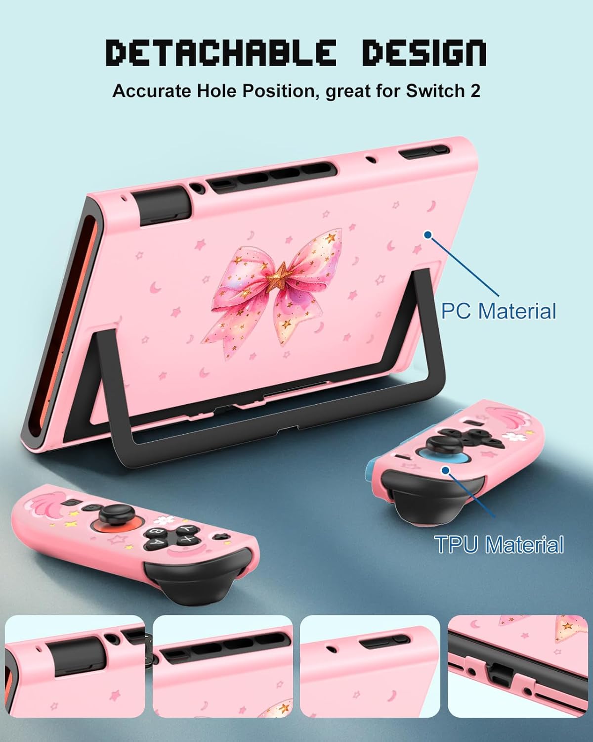 Dockable Case for Nintendo Switch 2 - Cute Kawaii Cartoon Design Soft TPU Grip Cover for Joy-Con PK MSNZS PC for Switch 2 Protective Case 2025 for Girls Boys Teens - Image 3