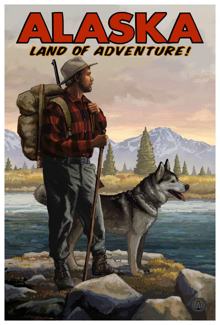Alaska Land Of Adventure Alaska Explorer Giclee Art Print Poster from Travel Artwork by Artist Paul A Lanquist