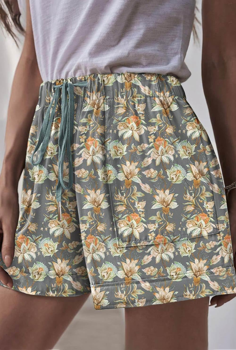 Wielsscca Womens Drawstring Shorts Summer Elastic Waist Casual Lightweight with Pockets