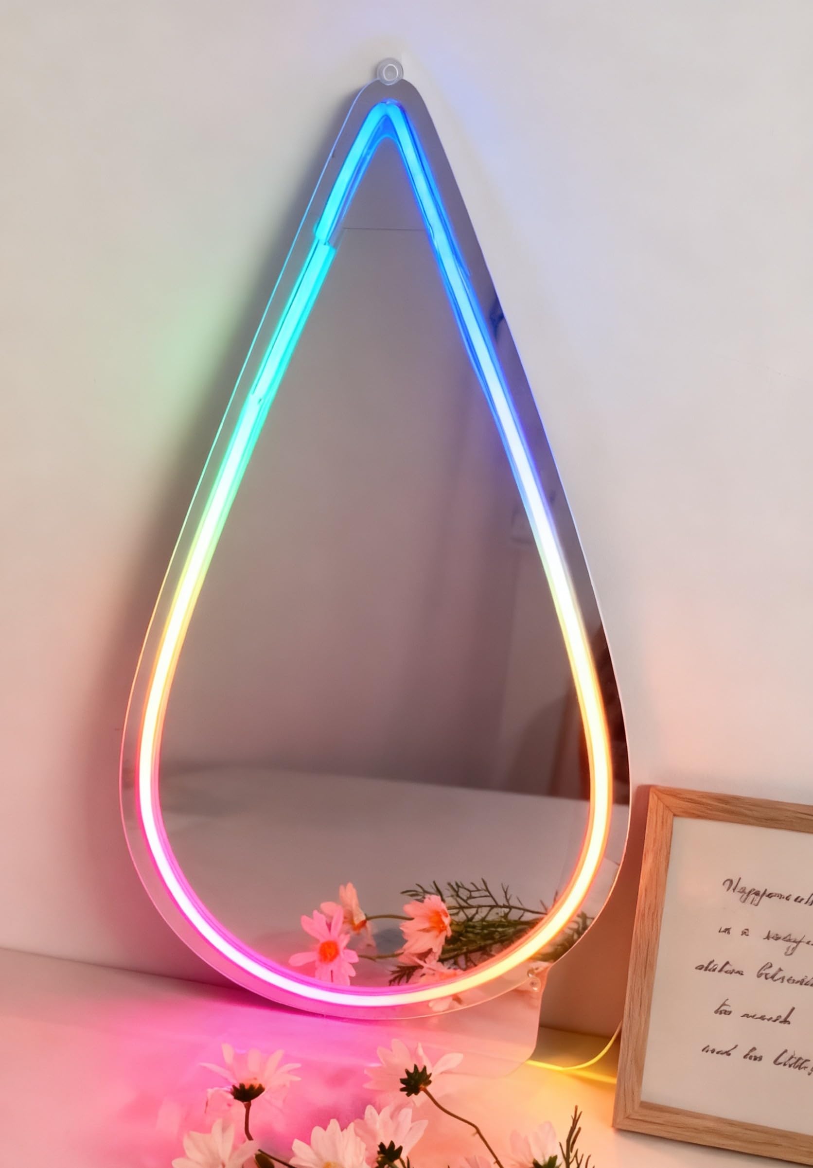 Water Droplet Mirror RGB Neon Sign Mirror - Wedding Home Decor Wall Art Light for Bedroom Living Room Dressing Room Party Decorations — image 1