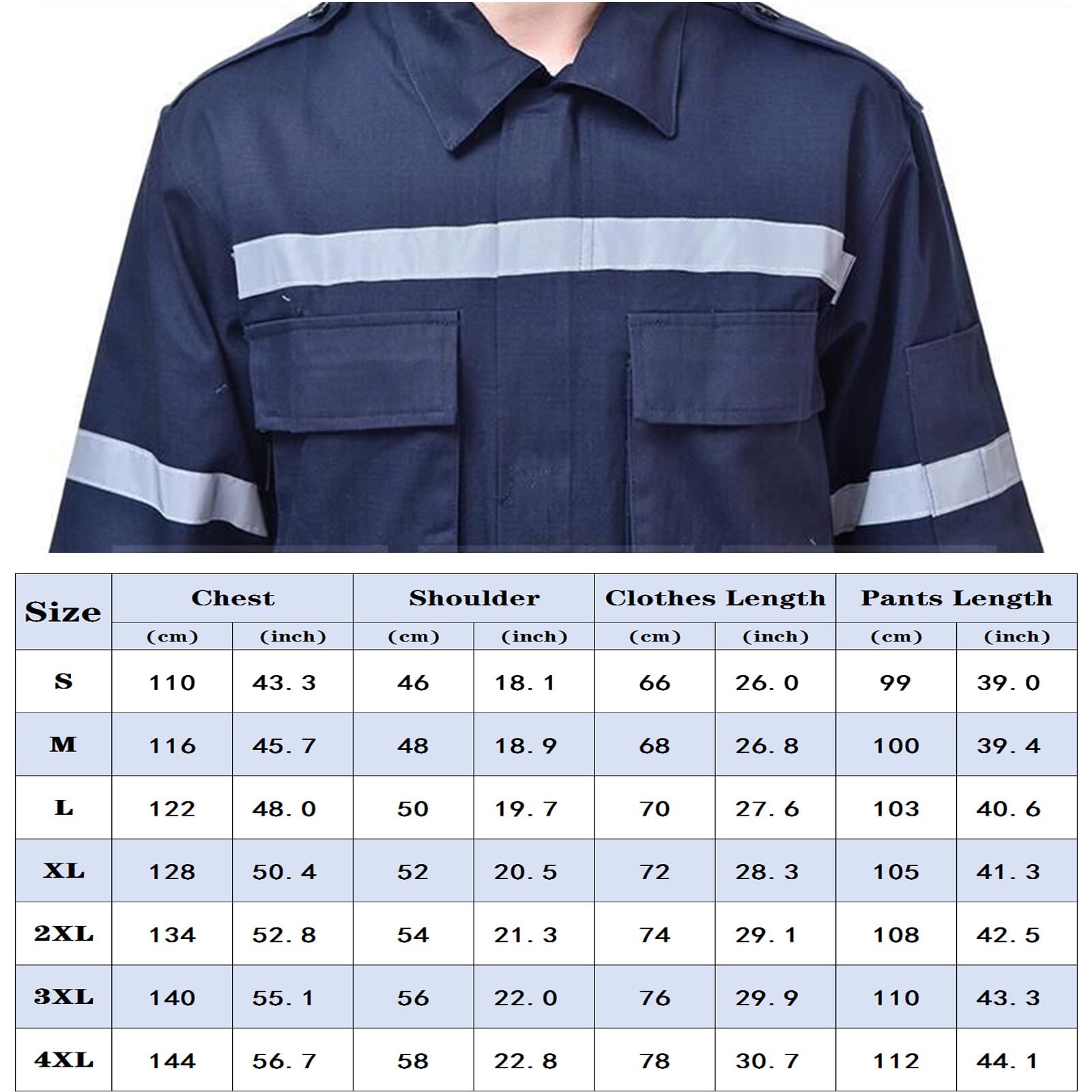 Manga Larga Overol Zip-Front Jumpsuit para Hombre Trabajo Coverall con Bolsillos Múltiples Y Raya Reflectante