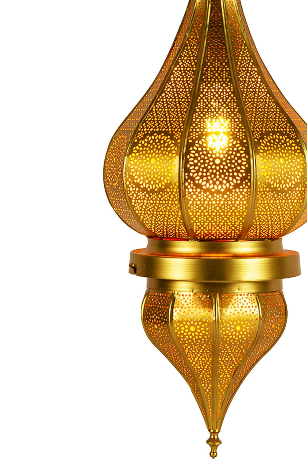 Orientalische Hängeleuchte Fayna handgemacht aus Metall in Gold 55 cm