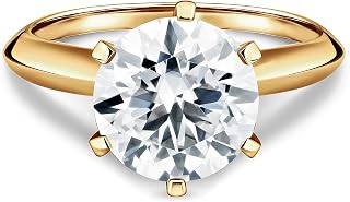 18k Solid Gold 2 Carats Round Cut Diamond Genuine Flawless Moissanite Diamond Solitaire Engagement Ring 18k Solid White, Yellow OR Rose GOLD