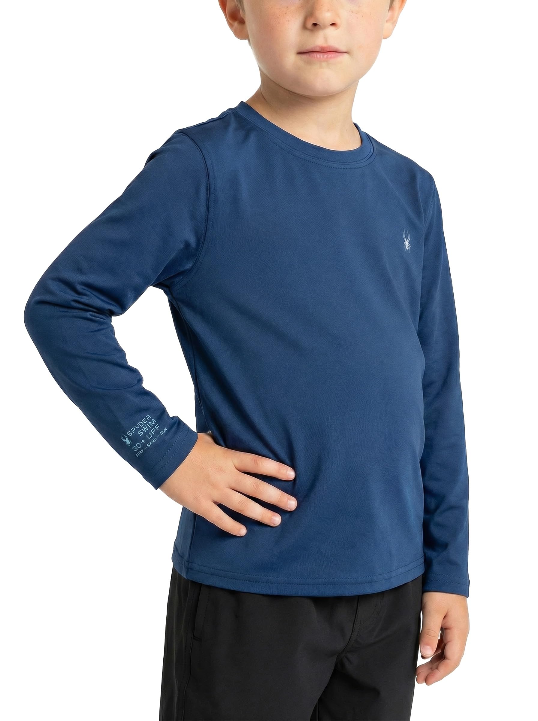Spyder Langärmeliger Rashguard für Jungen, LSF 30+, schnelltrocknend, 4-Wege-Stretch-Badeshirt für kleine Jungen