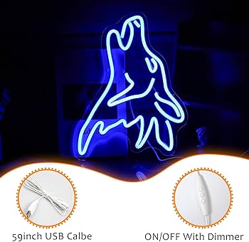 Amazon.co.jp: オオカミネオンサイン ブルーLEDかわいい狼ネオン