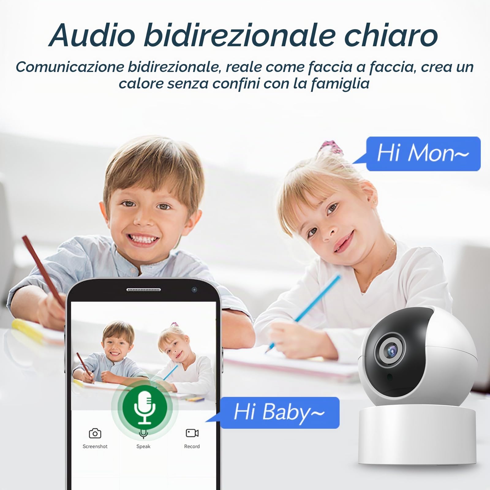 PGST Telecamera Wi-Fi Interno, 1080P Videocamera di Sorveglianza, Tracciamento del Movimento con Sirena, Telecamera WiFi con Rilevamento Umano, Audio Bidirezionale, Funziona con SMART LIFE APP