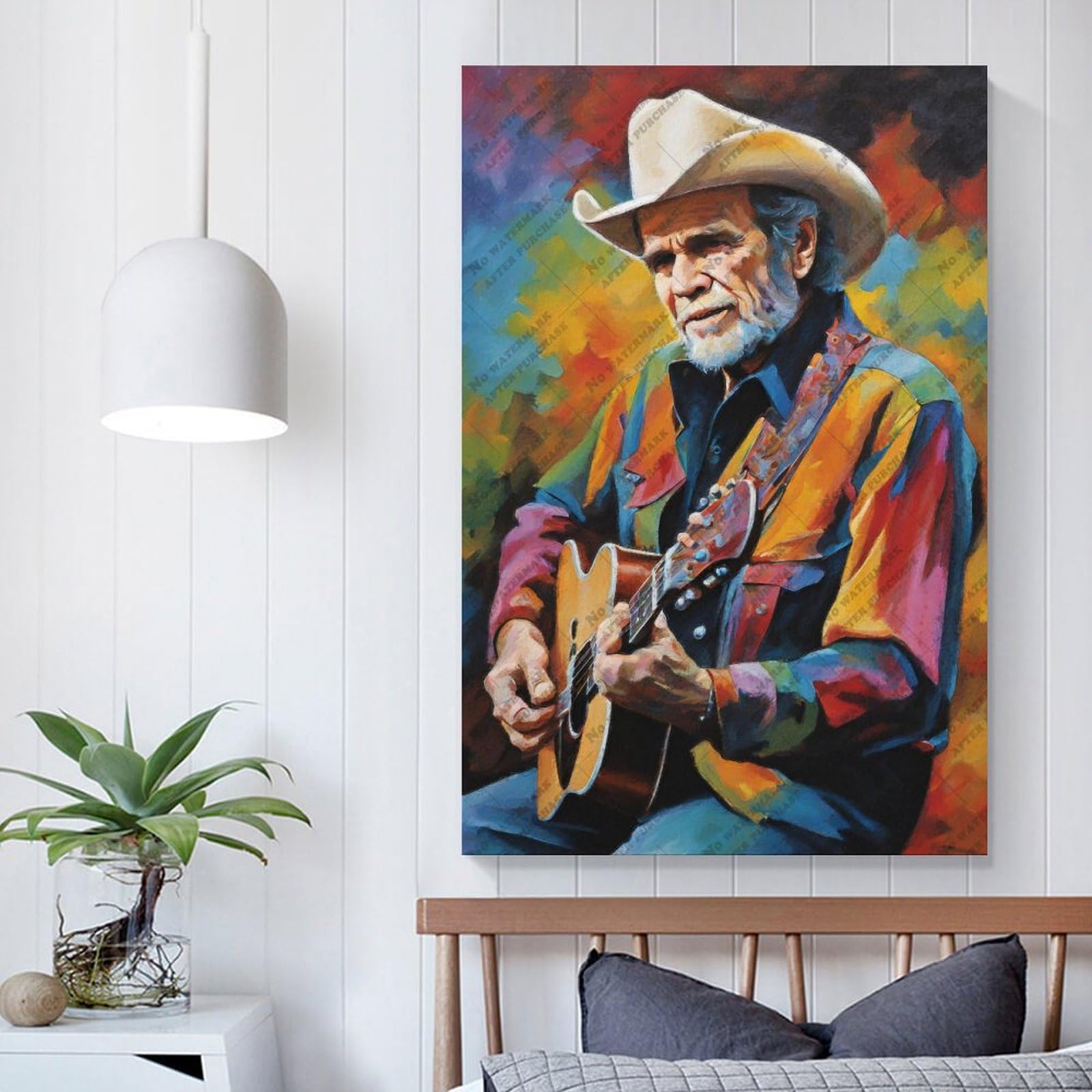 FCOJE Poster su tela con cantante folk country Merle_Haggard (2), decorazione artistica da parete per soggiorno e camera da letto, 60 x 90 cm