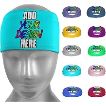 Custom Personalized Sport Headbands for Men & Women, Workout Sweatbands Stretchy Moisture Wicking Hairband Bandana Balaclava for Gym, Basketball, Running, Cycling, Yoga