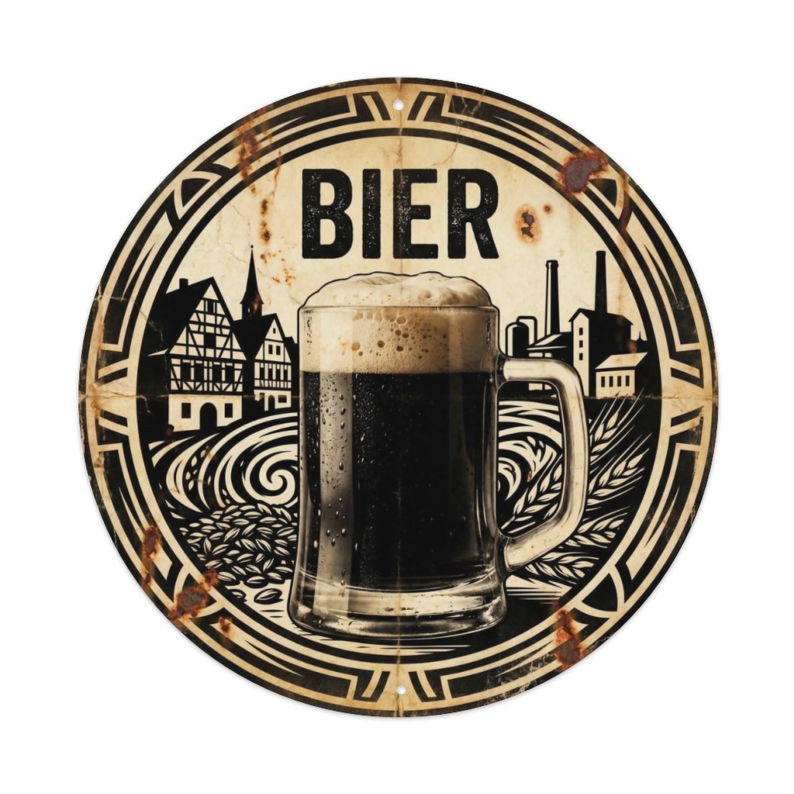 Beer Mug German Culture Pub Brewery Retro Contrast Metal Tin Sign