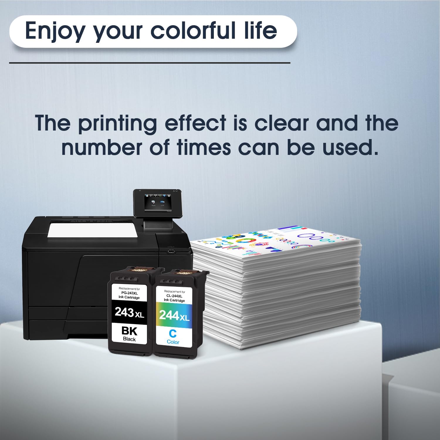 243XL and 244XL Combo Pack Ink Cartridge for Canon Printer Ink PG-243 CL-244 for Canon PG243 CL244 XL Compatible for TS3122 MX492 MG2522 MG2922 MG2420 TR4520 Printer (1 Black 1 Color)