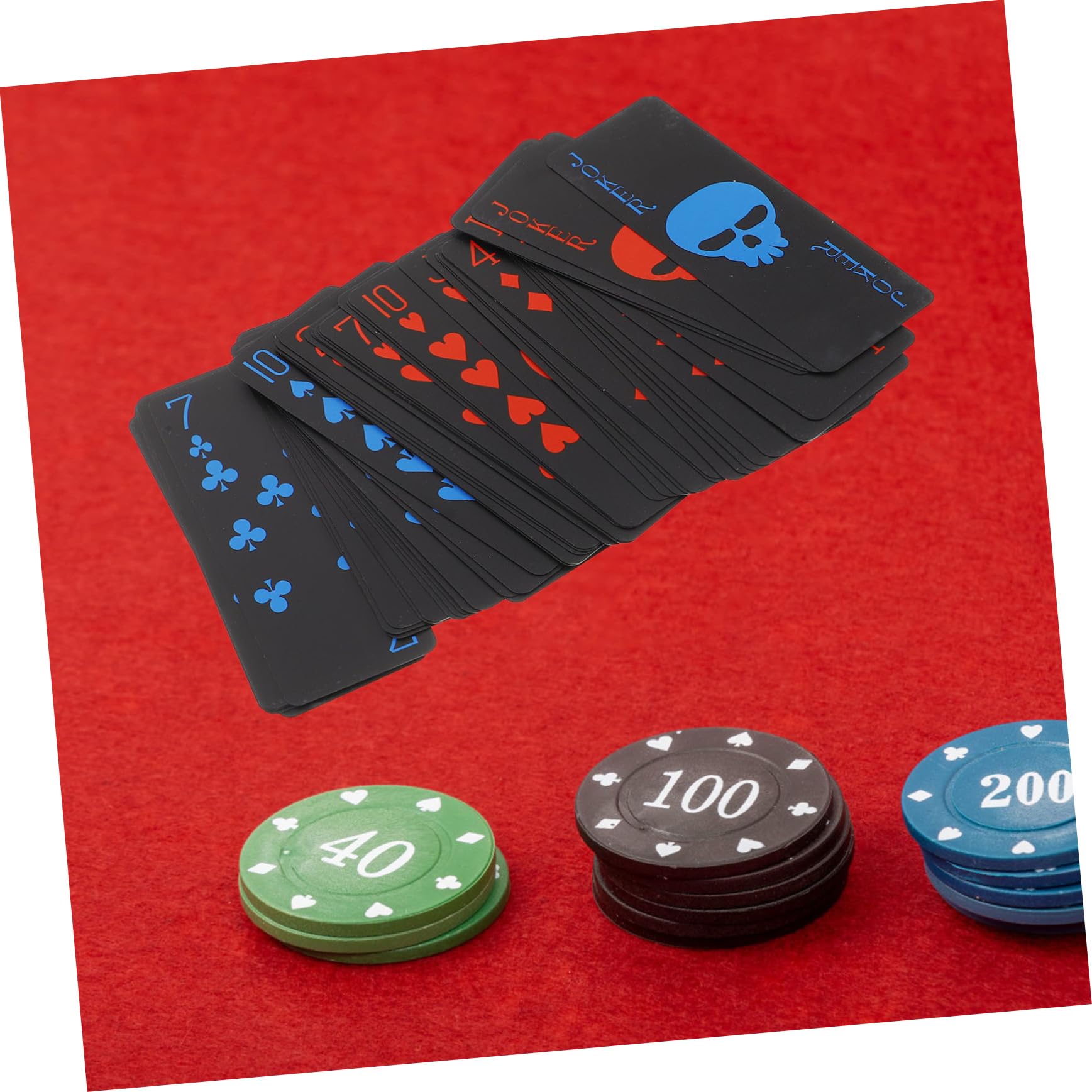 Yardwe Jeu de Cartes Poker Motif Crâne Solide et Créatif Imperméable en PVC Noir pour et Divertissements Adultes