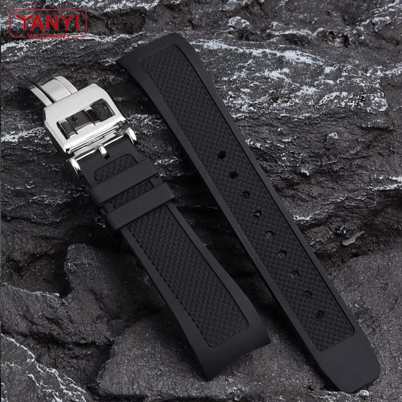 Bracelet montre caoutchouc 22mm noir boucle déployante - 3