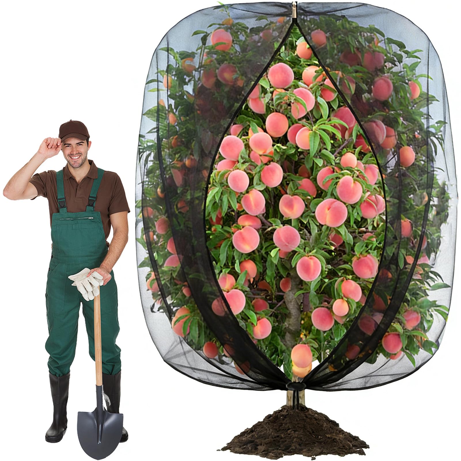 300x300CM Fruit Tree Netting Bird Protection with Drawstring and Zipper,Insect Bird Barrier Netting Mesh,large Garden Fruit Netting Fine Mesh for Blueberry Vegetables Strawberry Flower