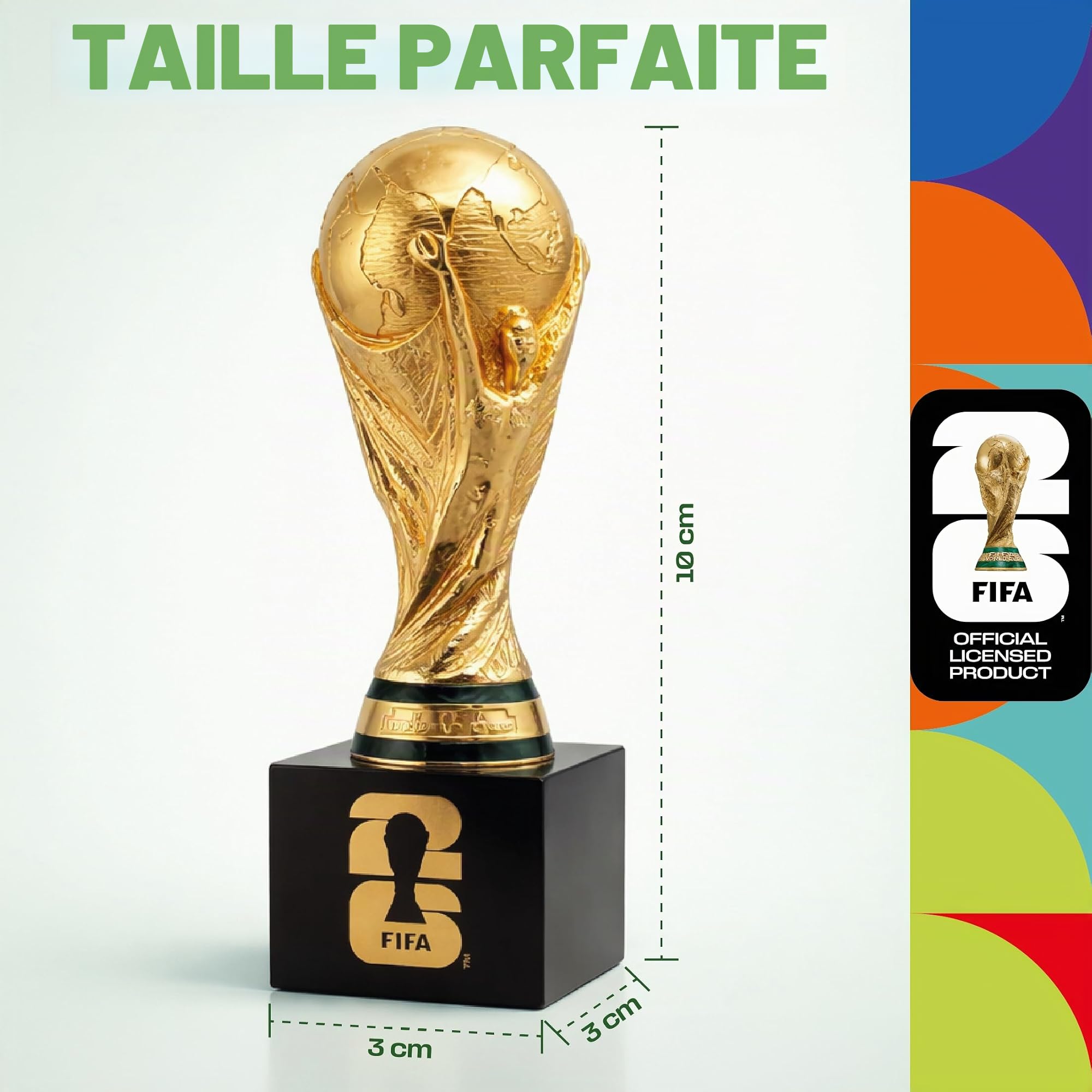 Réplique de trophée 3D de 70 mm avec Socle sous Licence Officielle de la Coupe du Monde FIFA 2026
