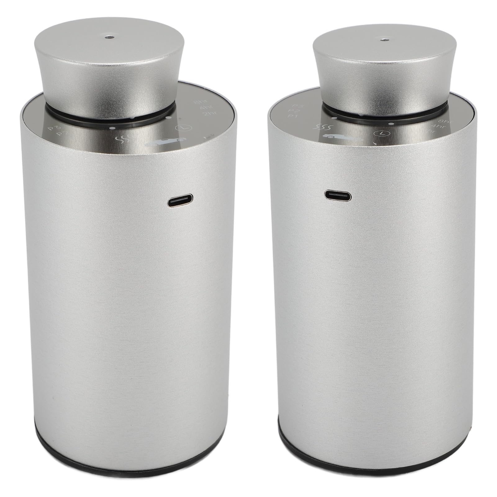Difusor de Aceite Esencial pequeño portátil para Coche, pulverizador sin Agua con Pilas, máquina de aromaterapia silenciosa con Intensidad Ajustable, Elegante diseño de aleación (Plata)