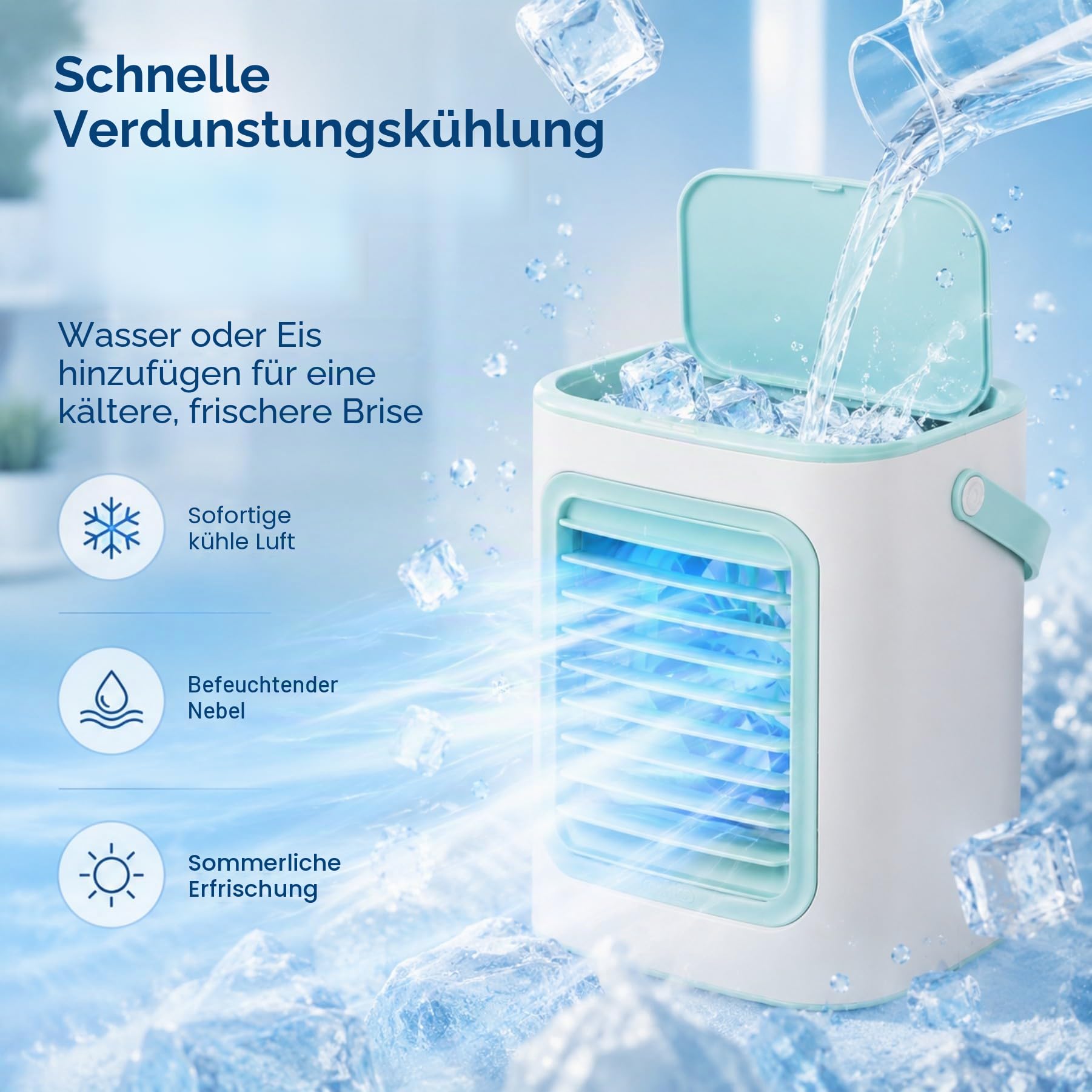 Mini Klimaanlage USB Desktop Ventilator mit 3 Geschwindigkeiten