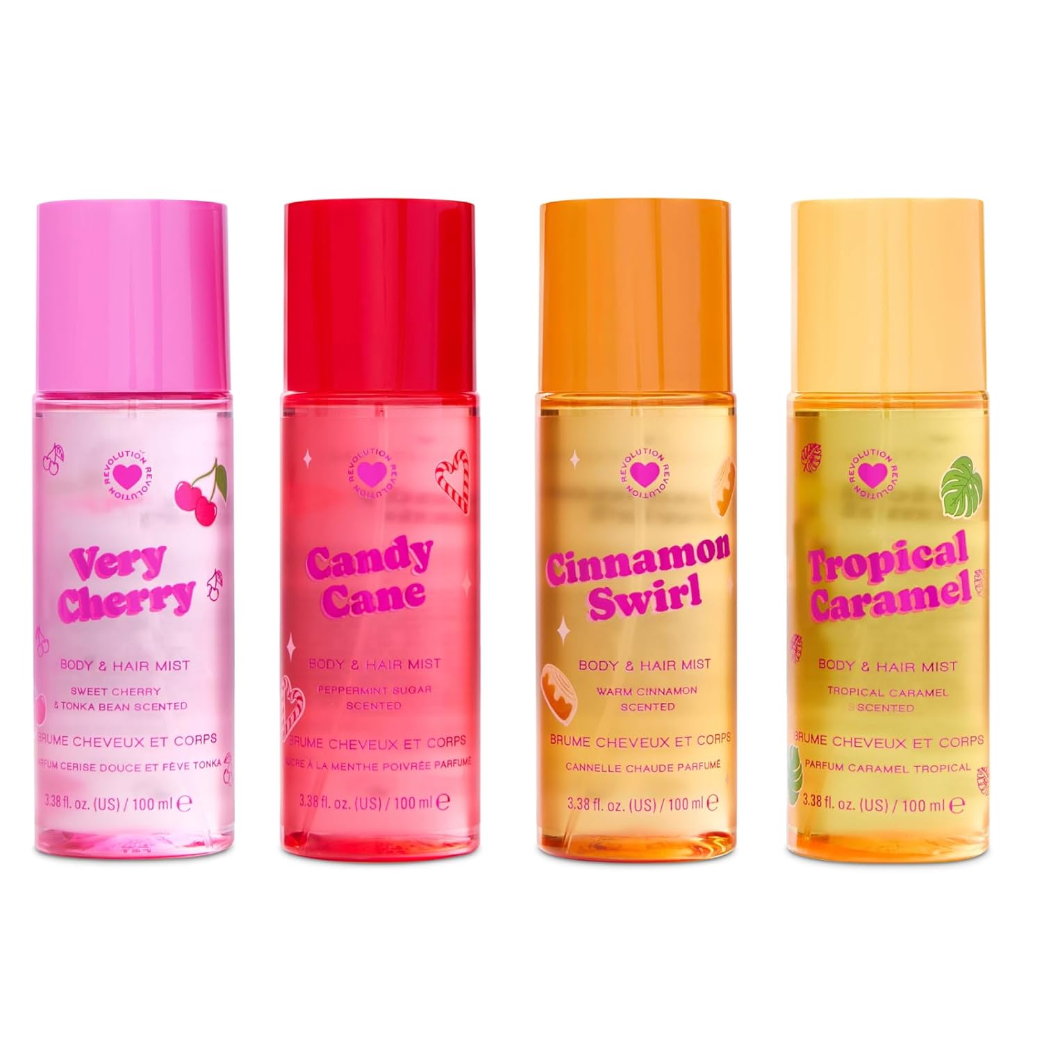 I Heart Revolution Misting You Mini Body Gift Set, 4 Mini Fragrance Mists, Festive Scents, Travel-Sized, Vegan & Cruelty-Free - Image 2