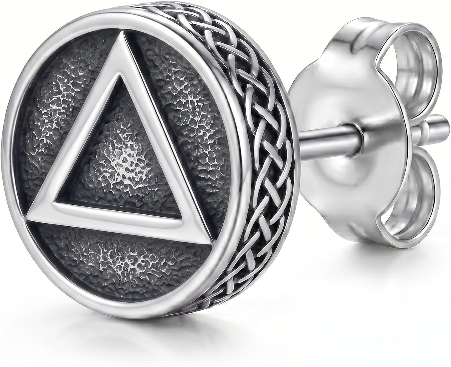 Viking Earrings Men,Norse Celtic 925 Sterling Silver Stud Earrings