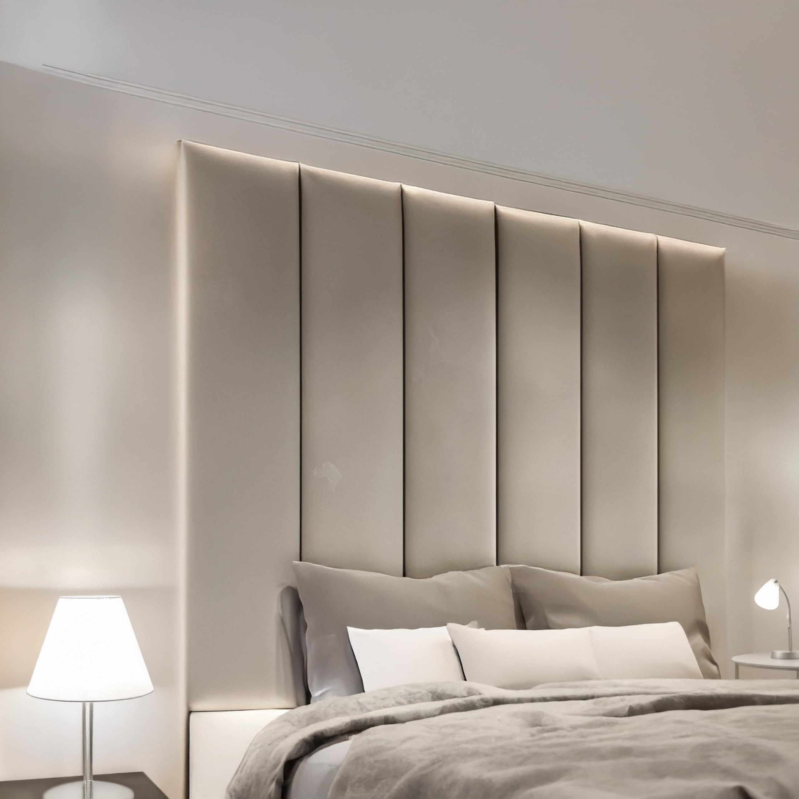 luxisleepltd Panels Tallest Plush velvet Fabric headboards Upholstered Headboard for divan bed frame sizes 3FT Single Small Double 4FT Double 4FT6 Kingsize 5FT + (Silver, 5ft kingsize-50'' Tall)