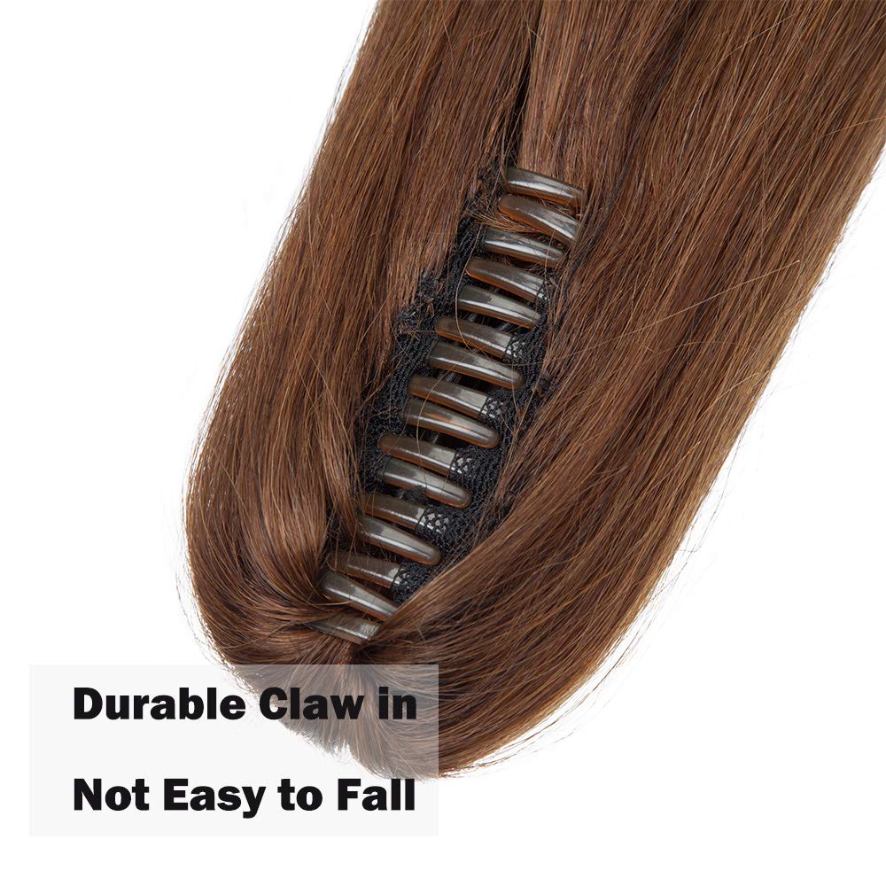 SEGO Coda di Cavallo Capelli Veri Clip Pinza Extension Ponytail Naturale Remy Human Hair Umani Lisci 50cm Fascia Unica 120g - # Castano Cioccolato