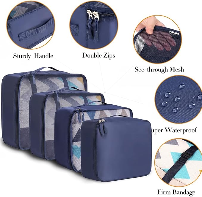 BAGAIL 8 Set Packing Cubes Luggage Packing Organizers for Travel Accessories (Dusty Teal)