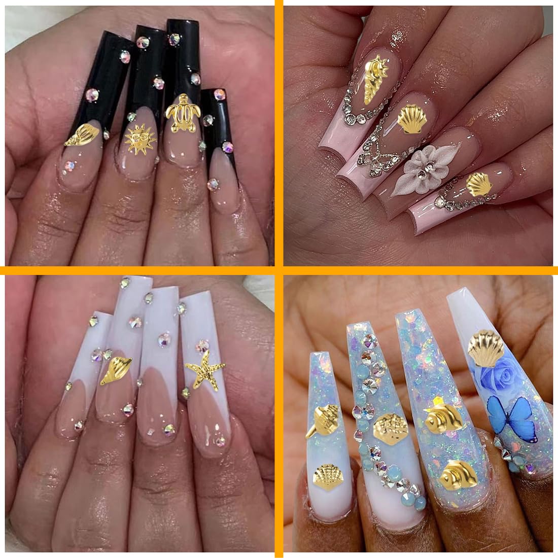 CPJJ Bijoux Ongles - Lot de Nail Art, Décoration Ongles, Strass Ongle (Or)