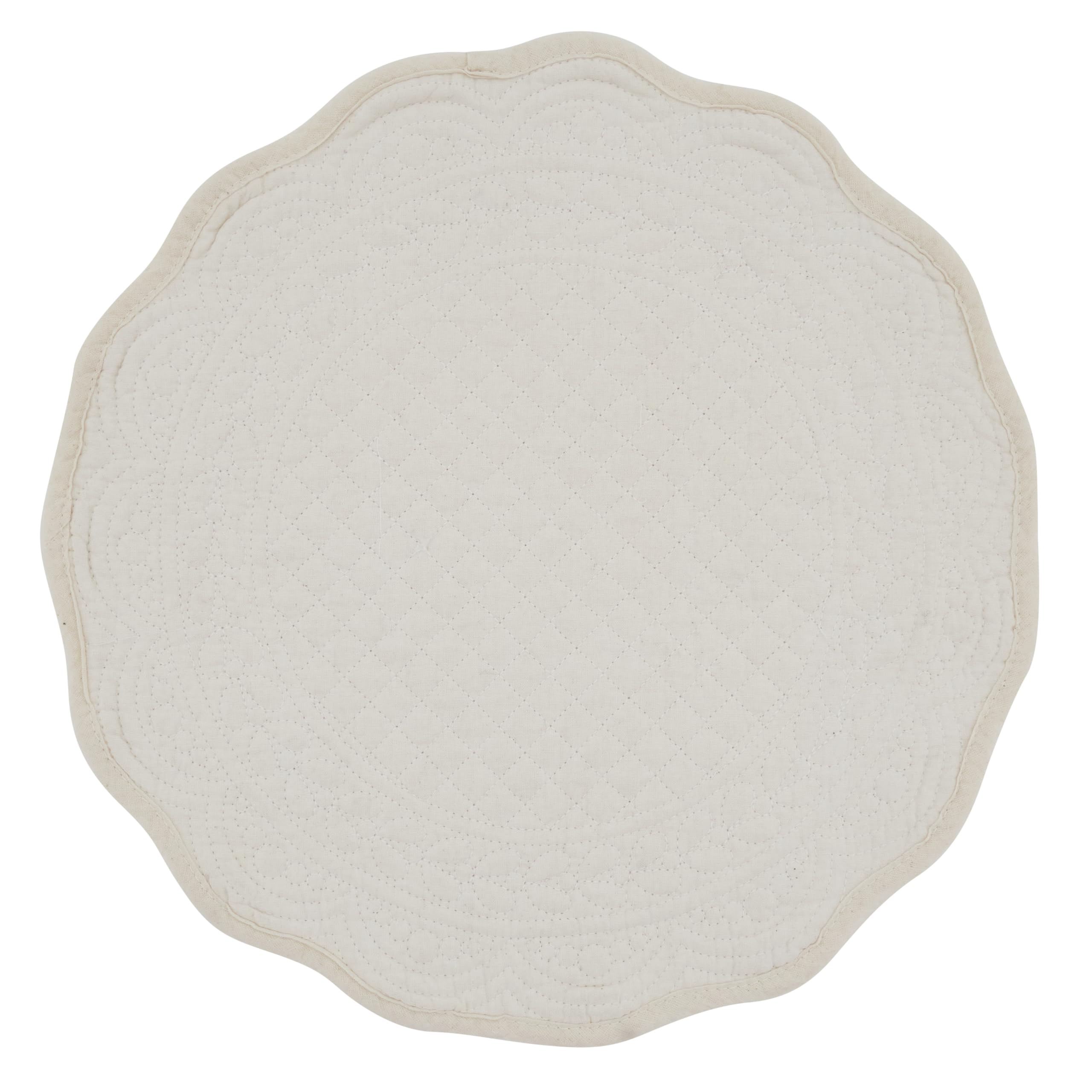 SARO Lifestyle Lot de 4 Sets de Table matelassés en Coton – Sets de Table de Style Cottage pour Salle à Manger Quotidienne, Tables superposées et Divertissement décontracté, 33 cm, Ivoire