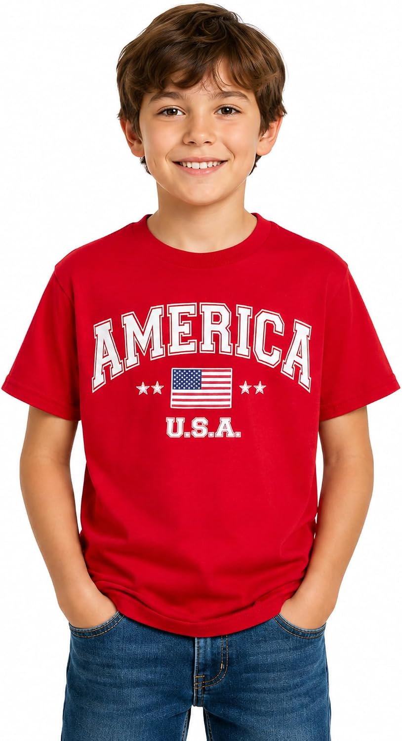 COCO BRANDS Boys T Shirts - Short Sleeve Soccer Shirt with Countries - Crewneck Summer Graphic Tees for Kids