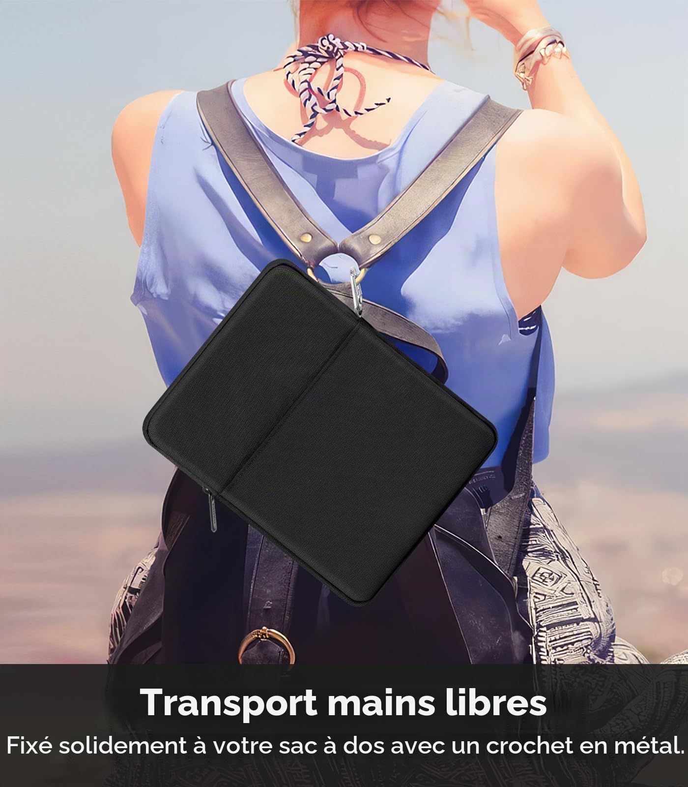 MoKo Sacoche pour Tablette rembourré | Housse de transport pour tablette compatible avec iPad Air M2, iPad Pro, iPad10e, Noir
