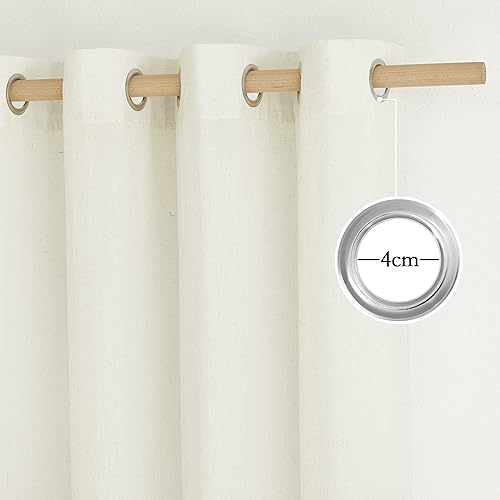 Miniatura 3 de NICETOWN Cortinas de lino blanco roto para ventana de 84 pulgadas de largo, con ojales, mezcla de lino grueso, tratamientos de ventana, privacidad