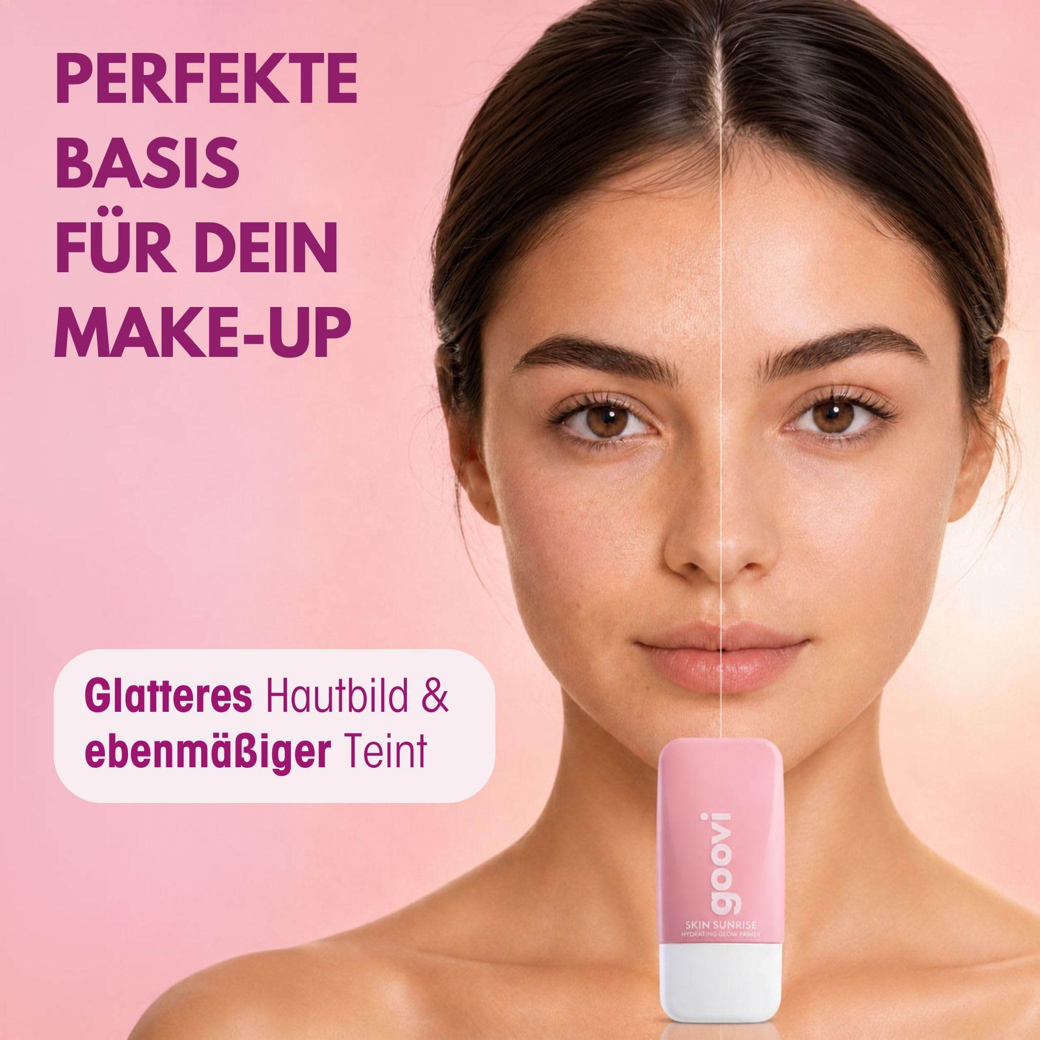 GOOVI Skin Sunrise Primer - Feuchtigkeitsspendender Gesichtsprimer mit Glow-Effekt - für strahlende Haut & langanhaltendes Make-up - 28ml