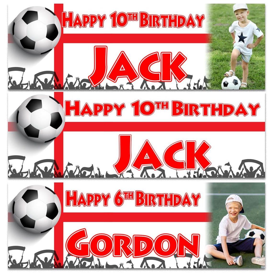 Personalised birthday outdoor photo banner England Football club children boy girl nursery adult party decoration-any name, age, occasion soccer birthday banner