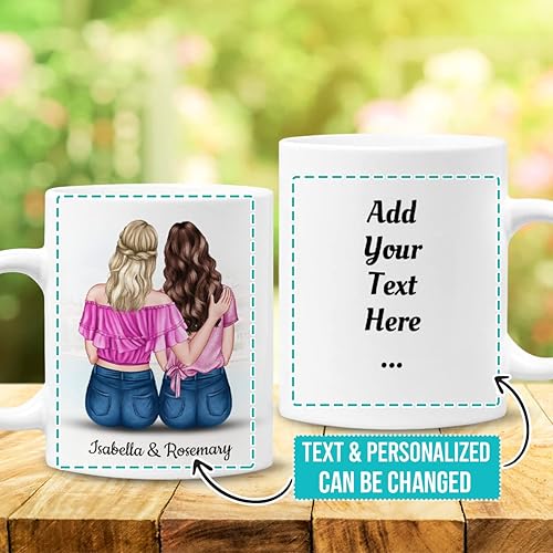 Miniatura 7 de Wassmin Bff Gifts for Women Pesonalized Best Friend Mug 11oz 12oz Walk Through Fire For You Bestie, taza de café, cumpleaños, amistad, Navidad,
