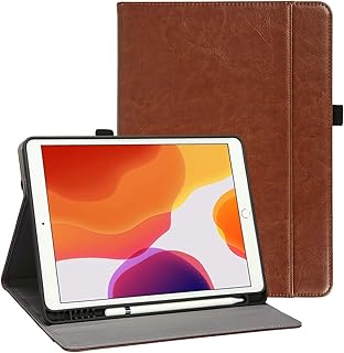 iPad 9th 8th 7th Generation Case with Pencil Holder, iPad 10.2 Case 2021/2020/2019, Premium PU Leather iPad Cover, Auto Wake/Sleep, Multiple Viewing Angles Shockproof Protective Folio Cover