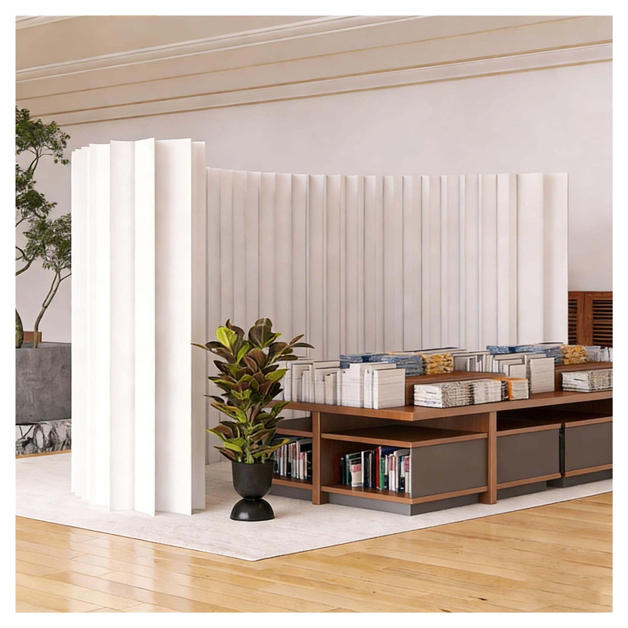 Séparateur de pièce en papier portable pour diviser un grand salon sans percer les murs
