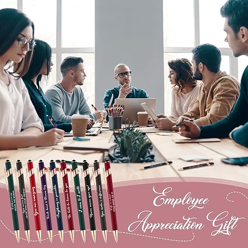 Miniatura 6 de Kosiz 100 unidades de bolígrafo inspirador con punta de lápiz capacitivo, mensajes motivacionales, bolígrafo de metal inspirador de tinta negra,