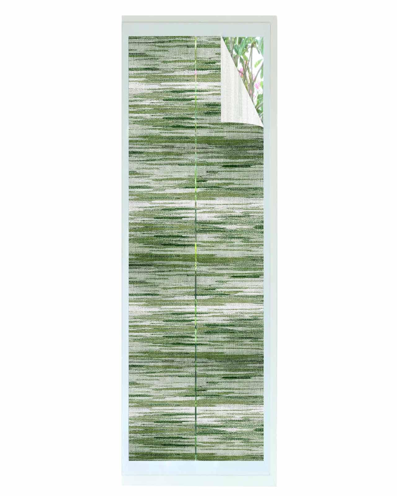 Pinroote Sun Blocking Window Privacy Film, Vintage Green Decorative Frosting Cover, Day and Night Door Covers for Windows/Glass Door, Modern Geometric