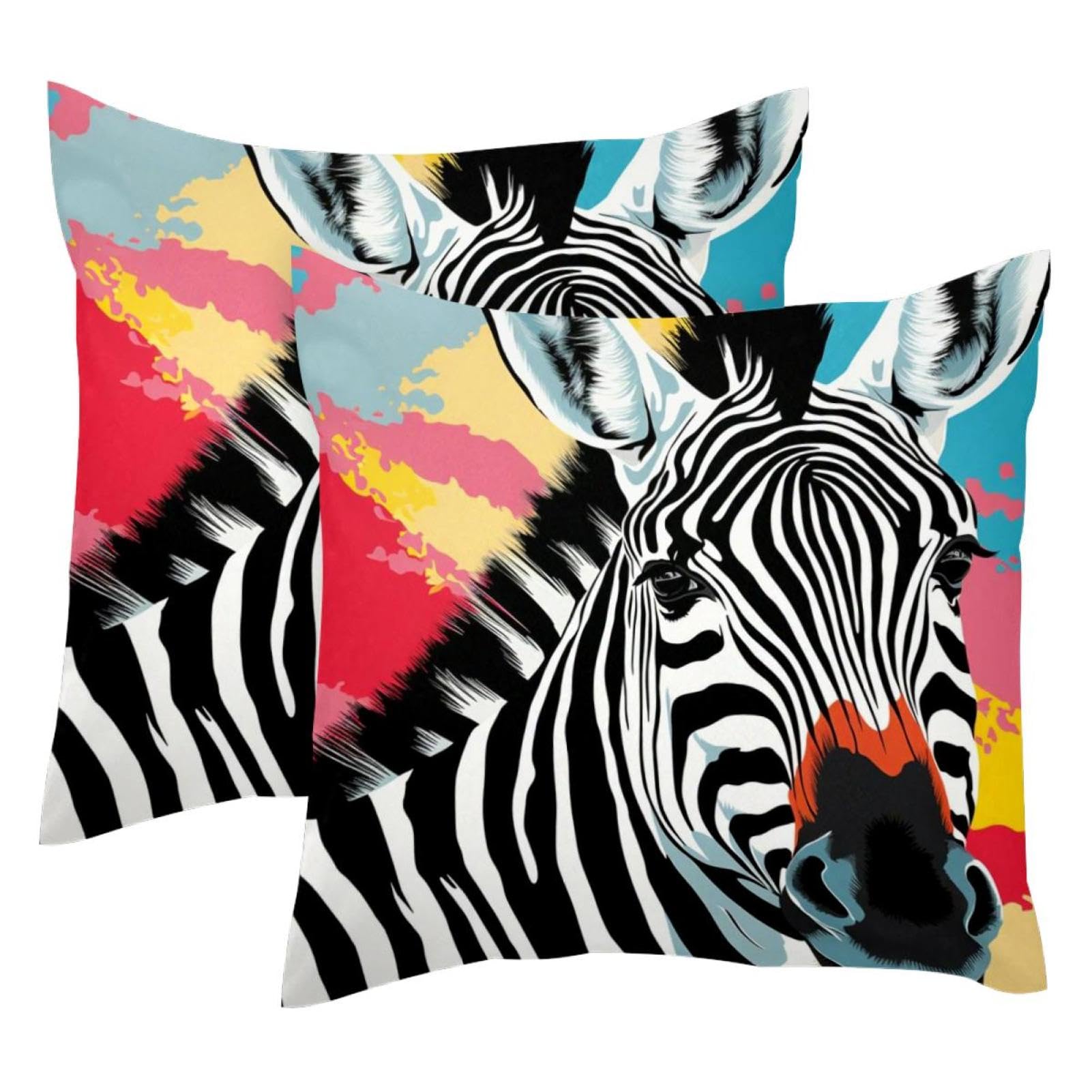 Housses de coussin zébrées velours 50x50 lot de 2 motif double face
