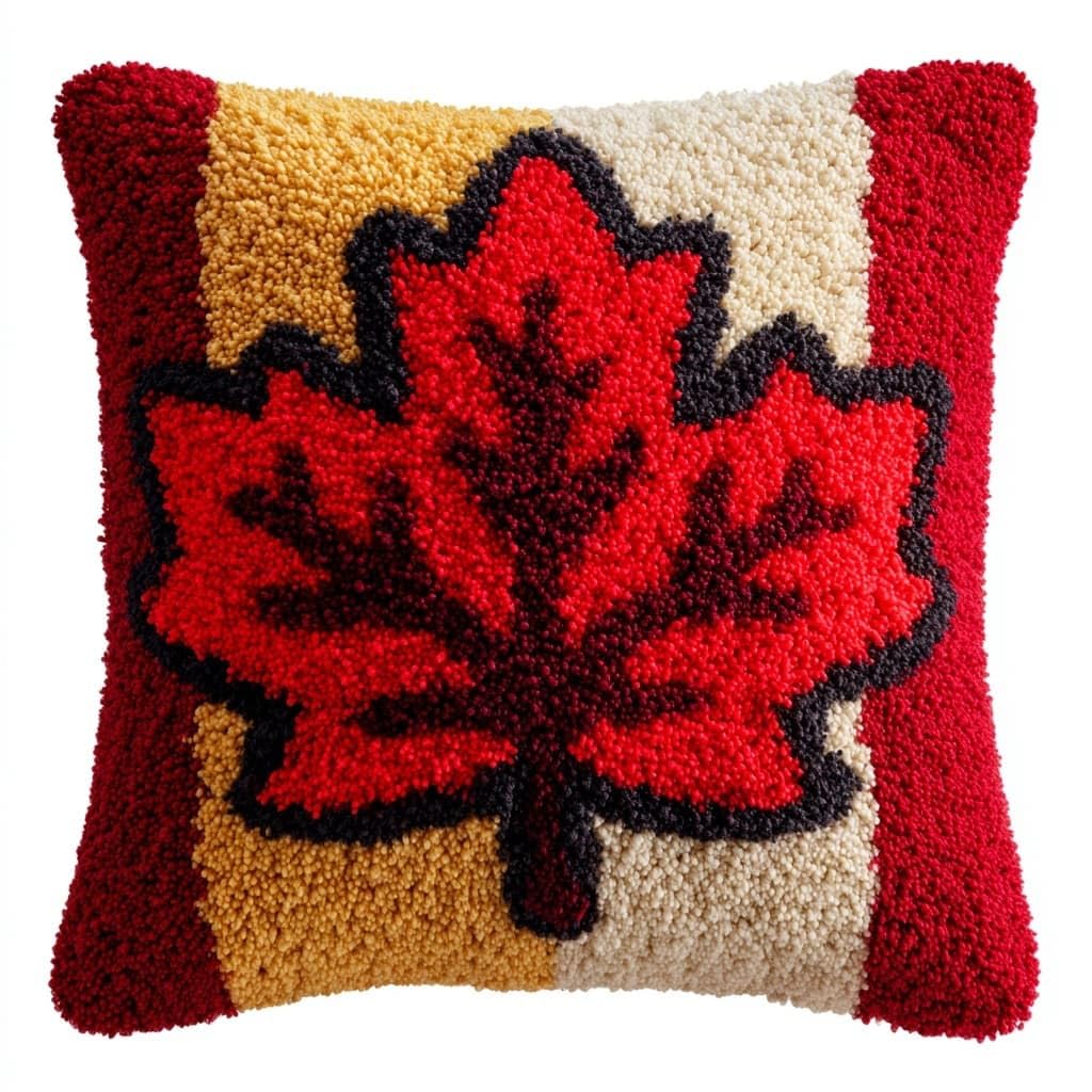 Henypt DIY Latch Hooking Pillow Kits Maple Leaves