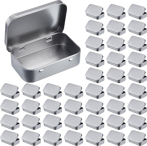 Miniatura 8 de Paquete de 3 recipientes rectangulares vacíos de metal plateado de 3.75 x 2.45 x 0.8 pulgadas, con tapas, mini caja portátil, kit de almacenamiento