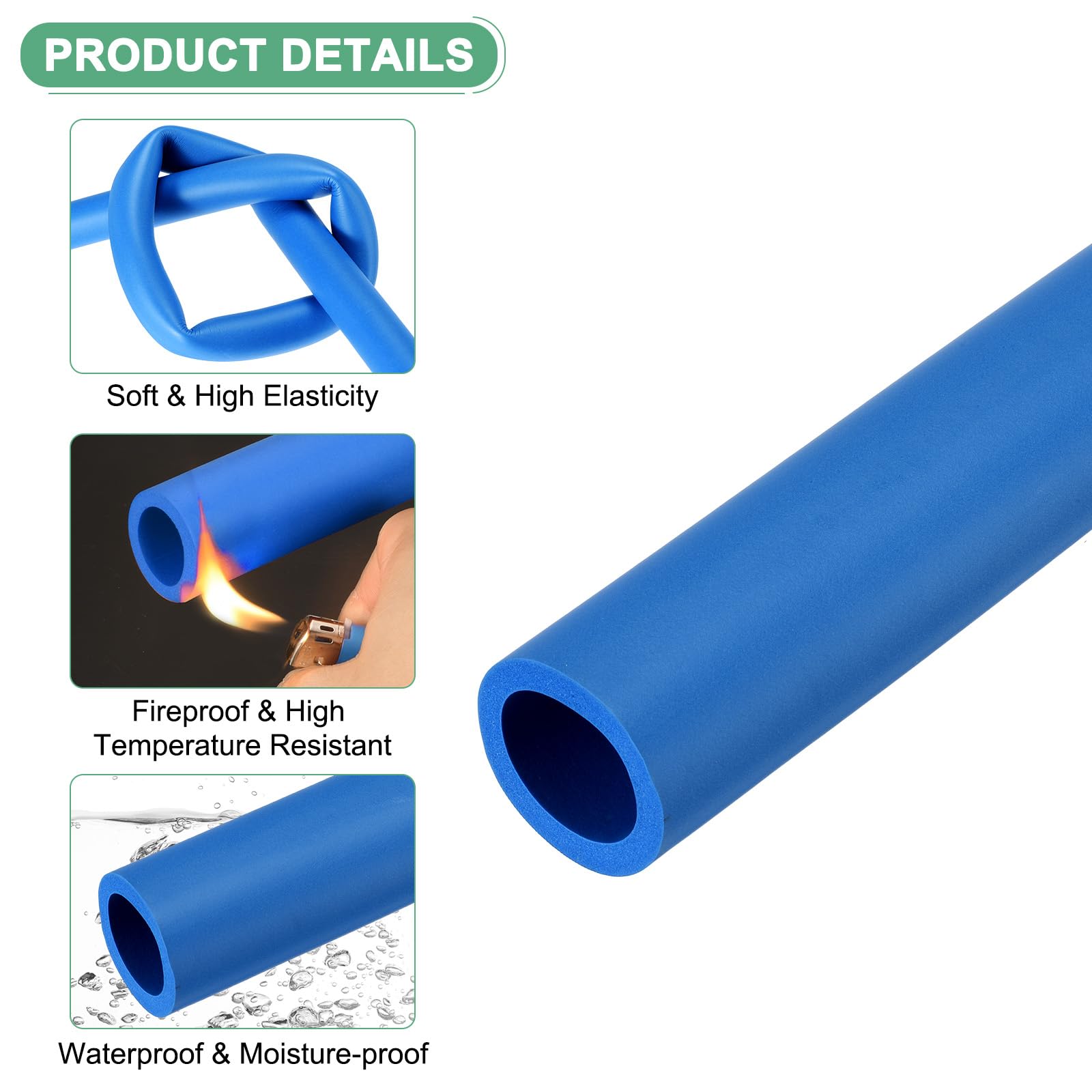 M METERXITY Pipe Insulation Foam Tube, 32mm ID 44mm OD 1m Length - Image 2