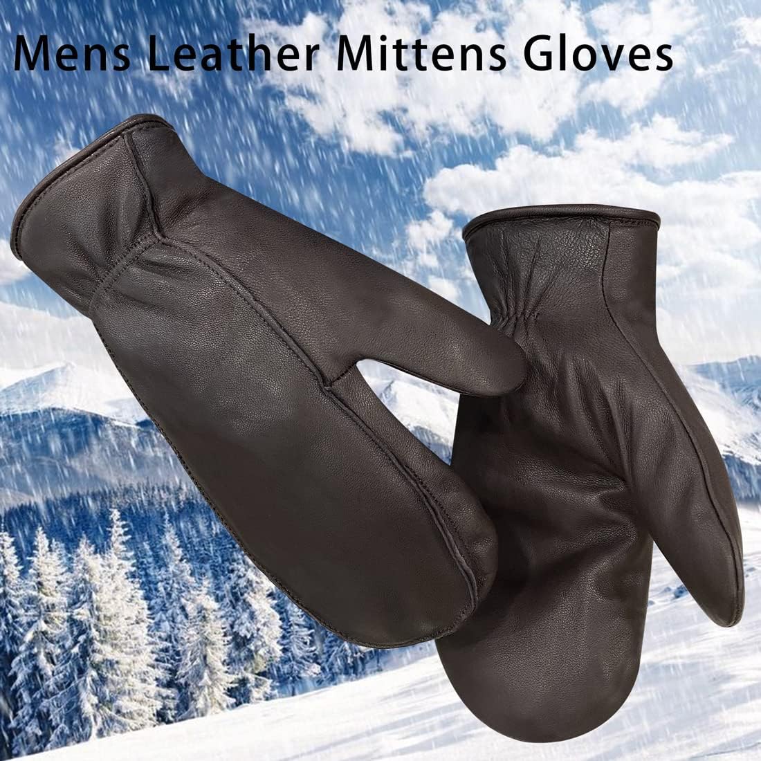 Harssidanzar Thermal Glove Mens Lambskin Outdoor Leather Mittens Gloves Thermolite Lined GM033 - Image 3