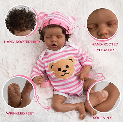 Miniatura 10 de Jirachi Muñeca Reborn de bebé durmiendo, niña de la vida real con venas realistas y cuerpo completo de silicona de vinilo suave, adorables bebés